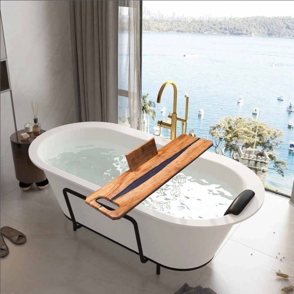 Bath Board- Apple Wood W/ Violet Accent
